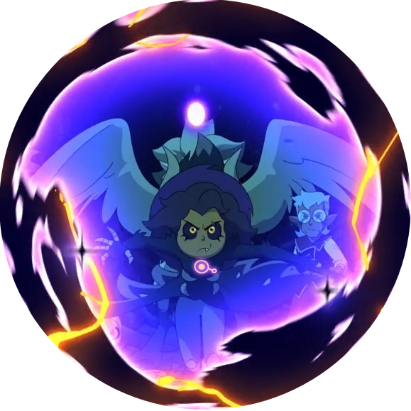 luz with titan powers in the middle of a magic circle she drew