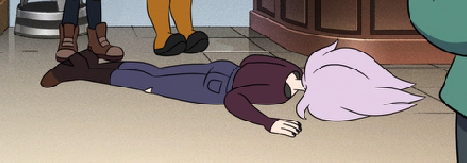 amity from the owl house is lying on the floor, face down, dead from embarrassment