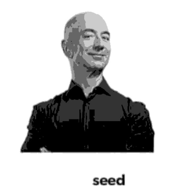 the above image cropped, now it just shows bezos and the text "seed" under him