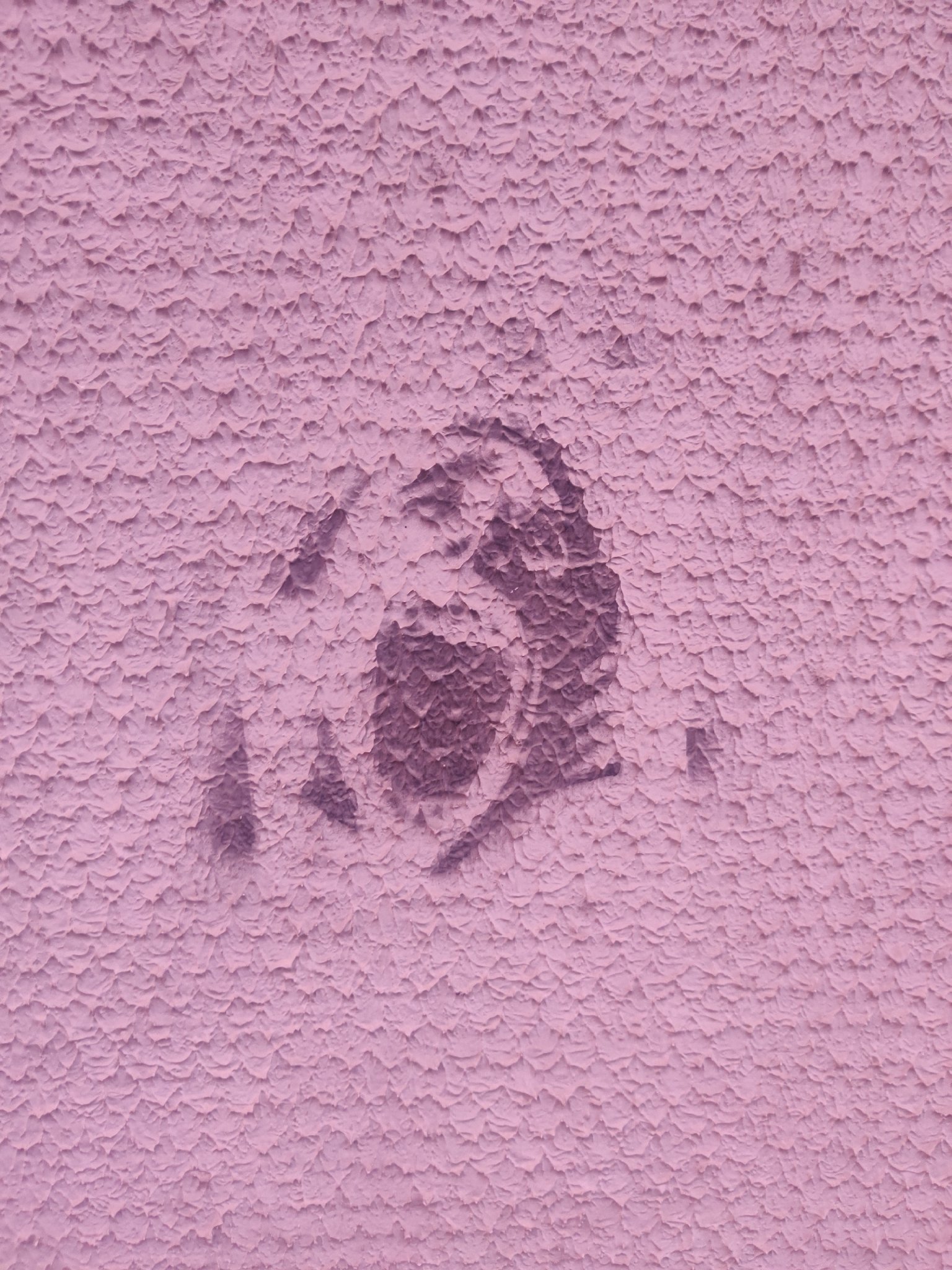 drawing on a kind of rough wall that looks like (and is possibly a drawing of) the screaming figure on the cover of The Wall