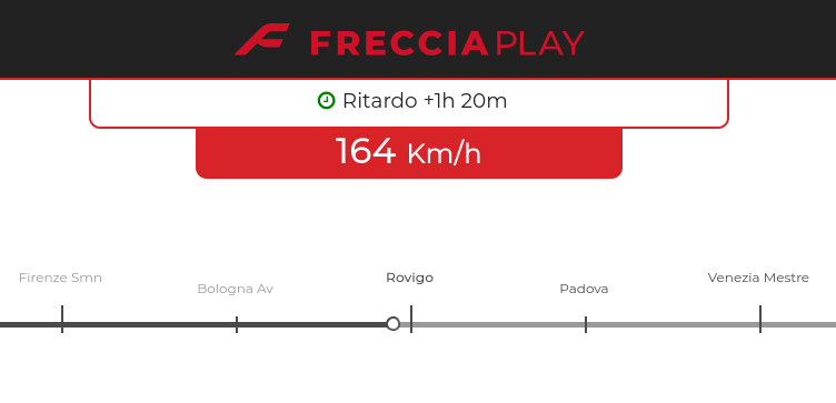 delay of 1 hour and 20 minutes on the Freccia web portal