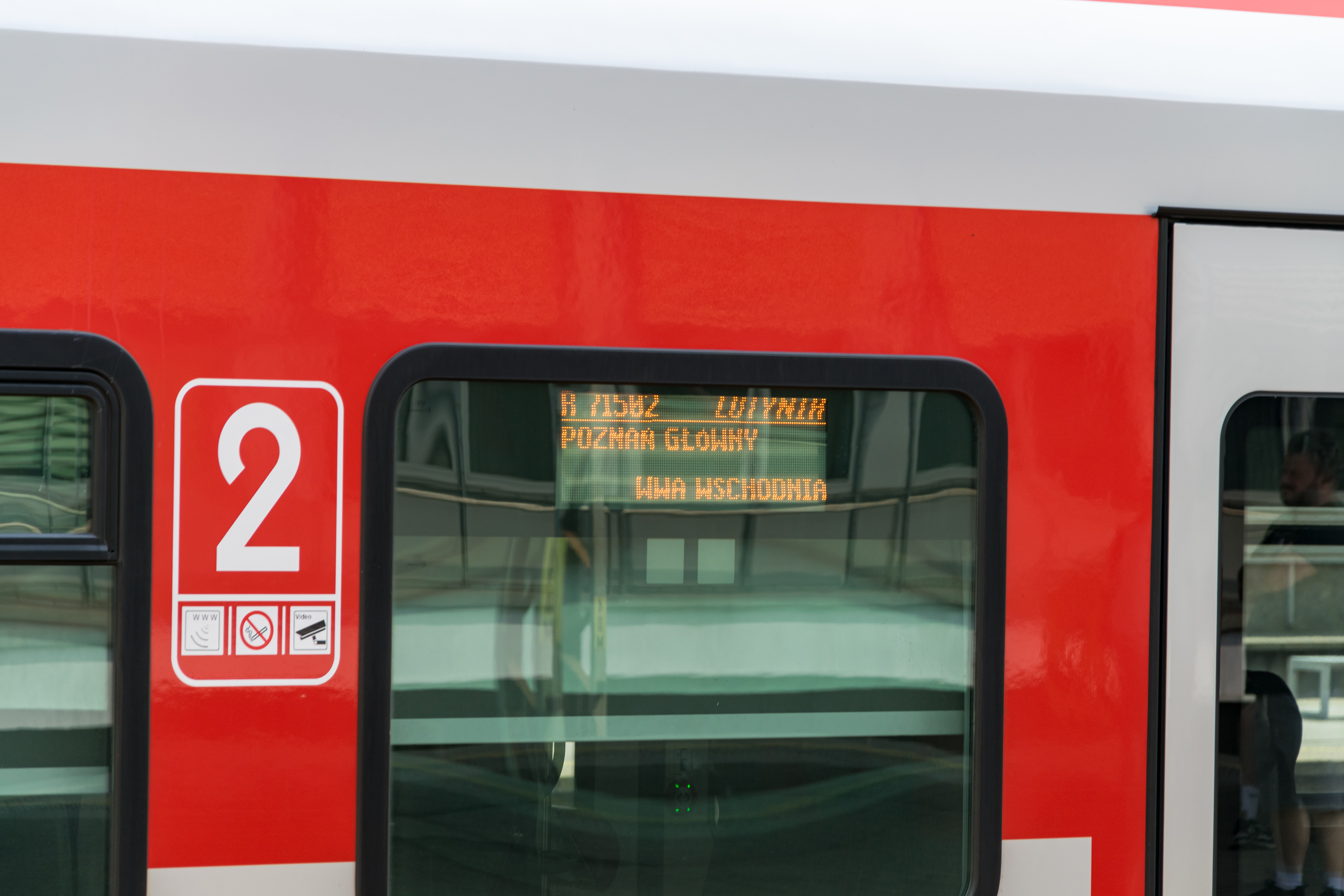 destination display of Polregio train from Poznań Główny to Warszawa Wschodnia (it takes like 6 hours)