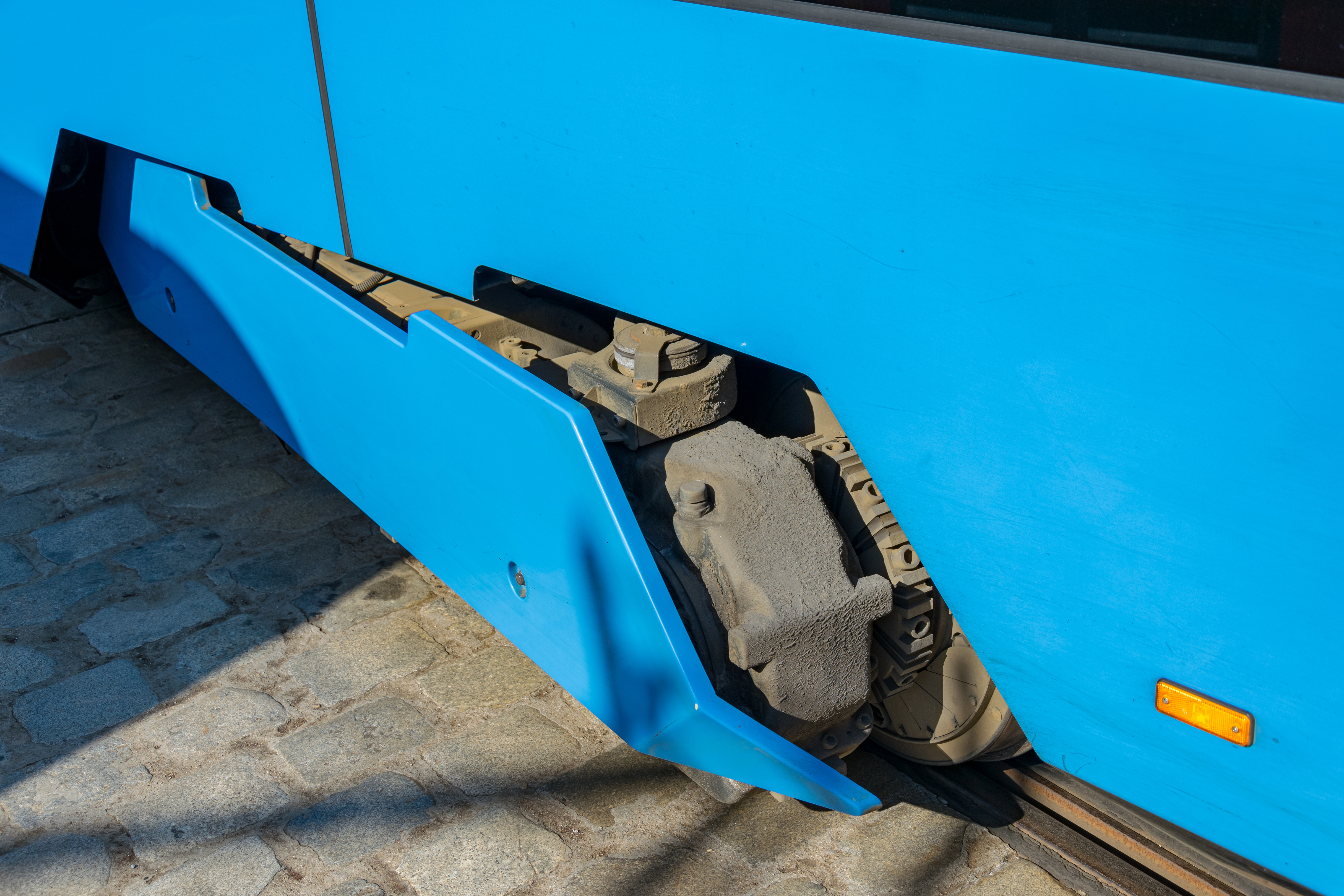 Partially exposed bogie of PESA 146N