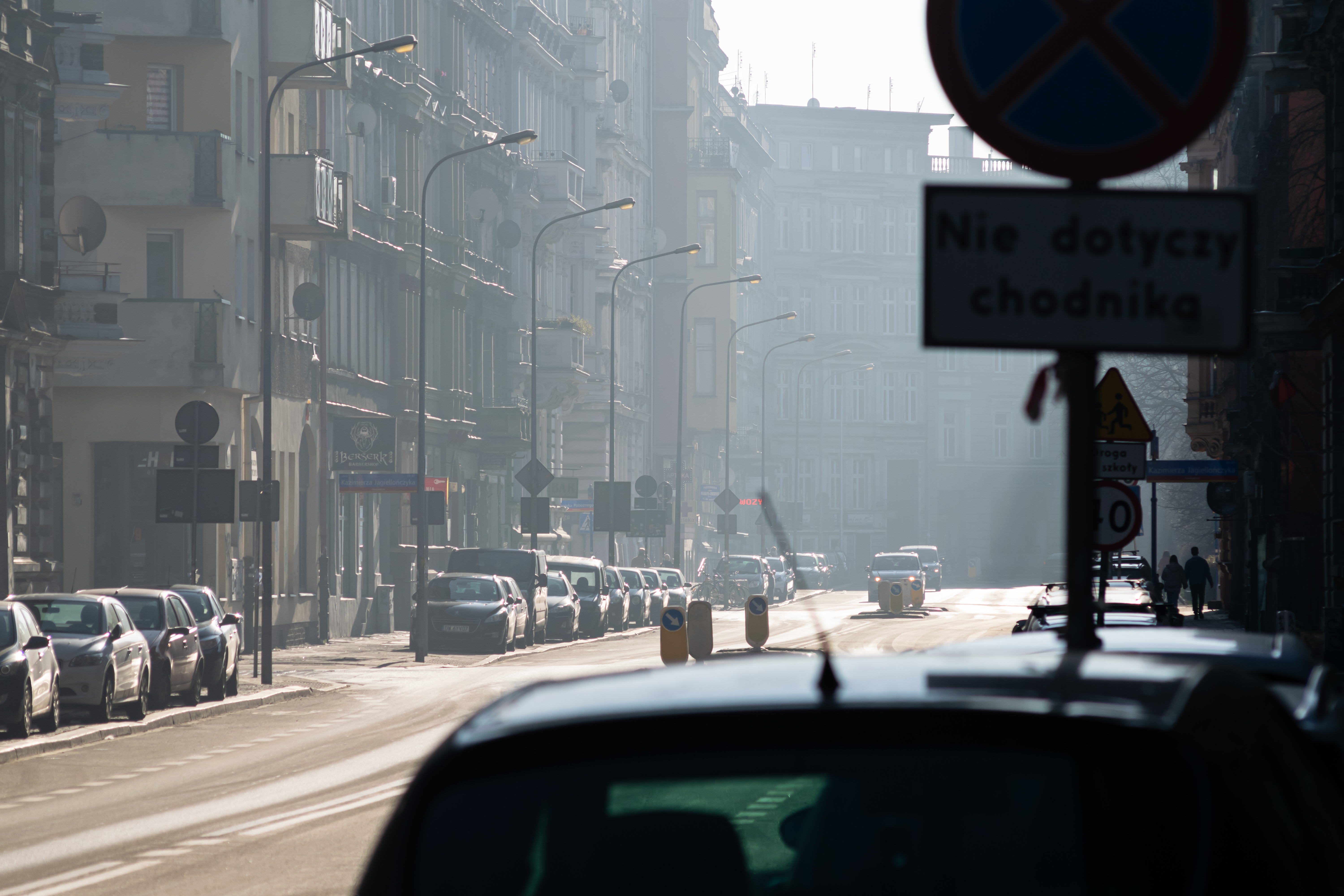 empty street with quite a lot of sun fog