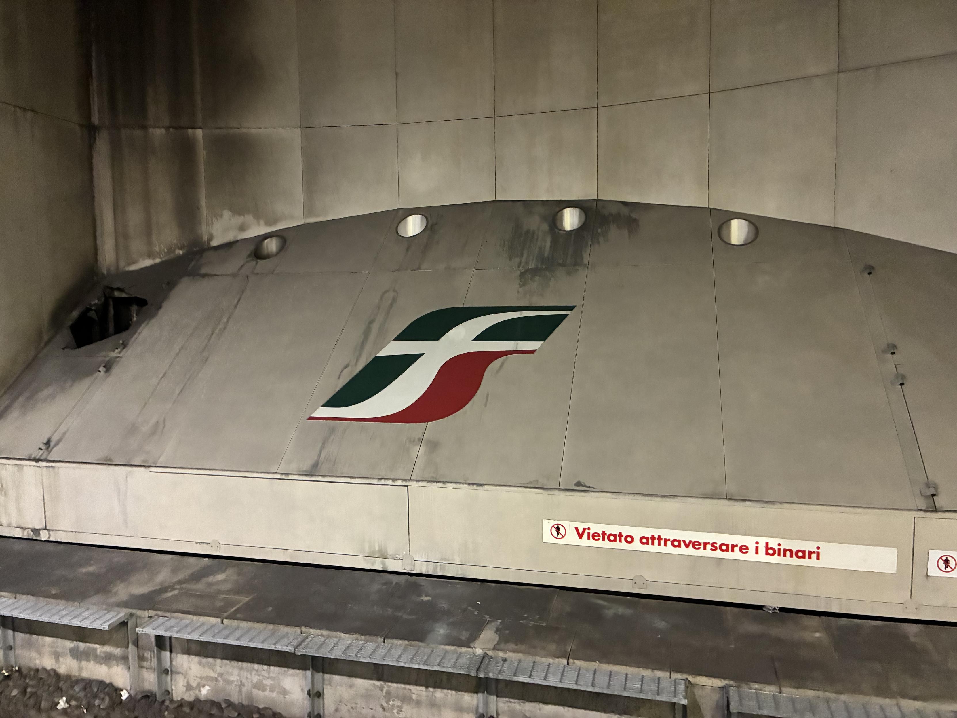 logo of FS on top of a concrete slope (?)
