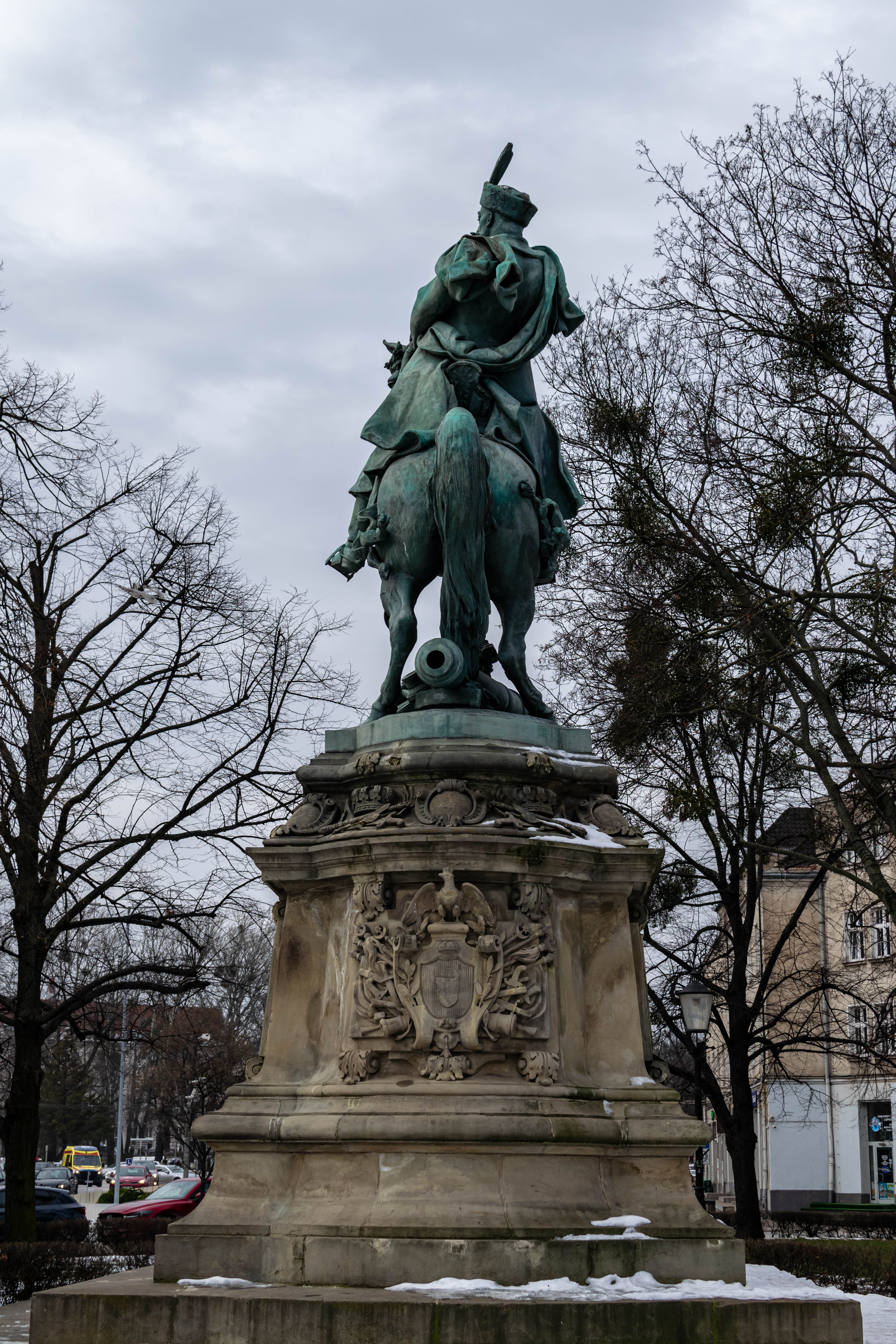 back of an equestrian statue
