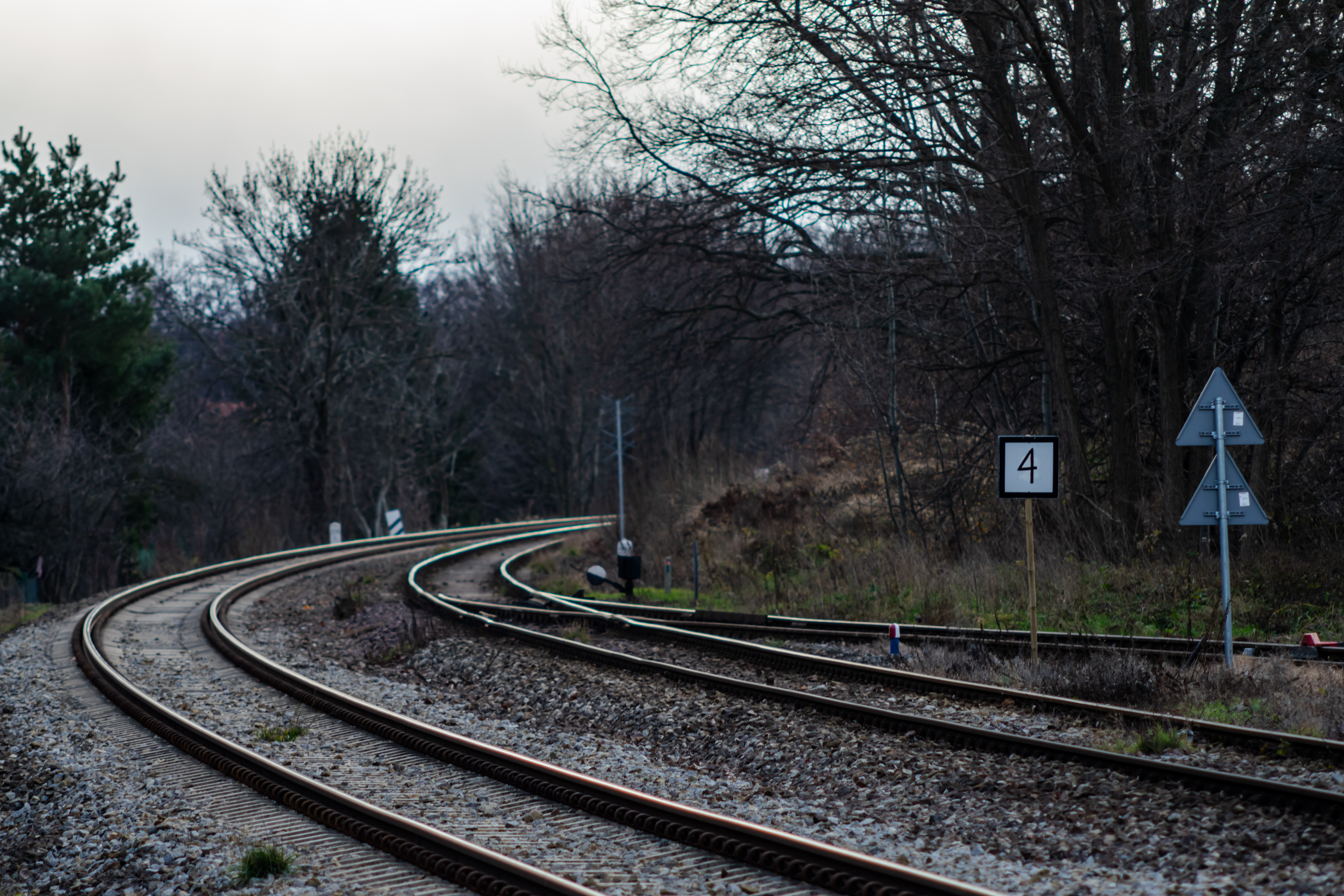 a curve of two railway tracks