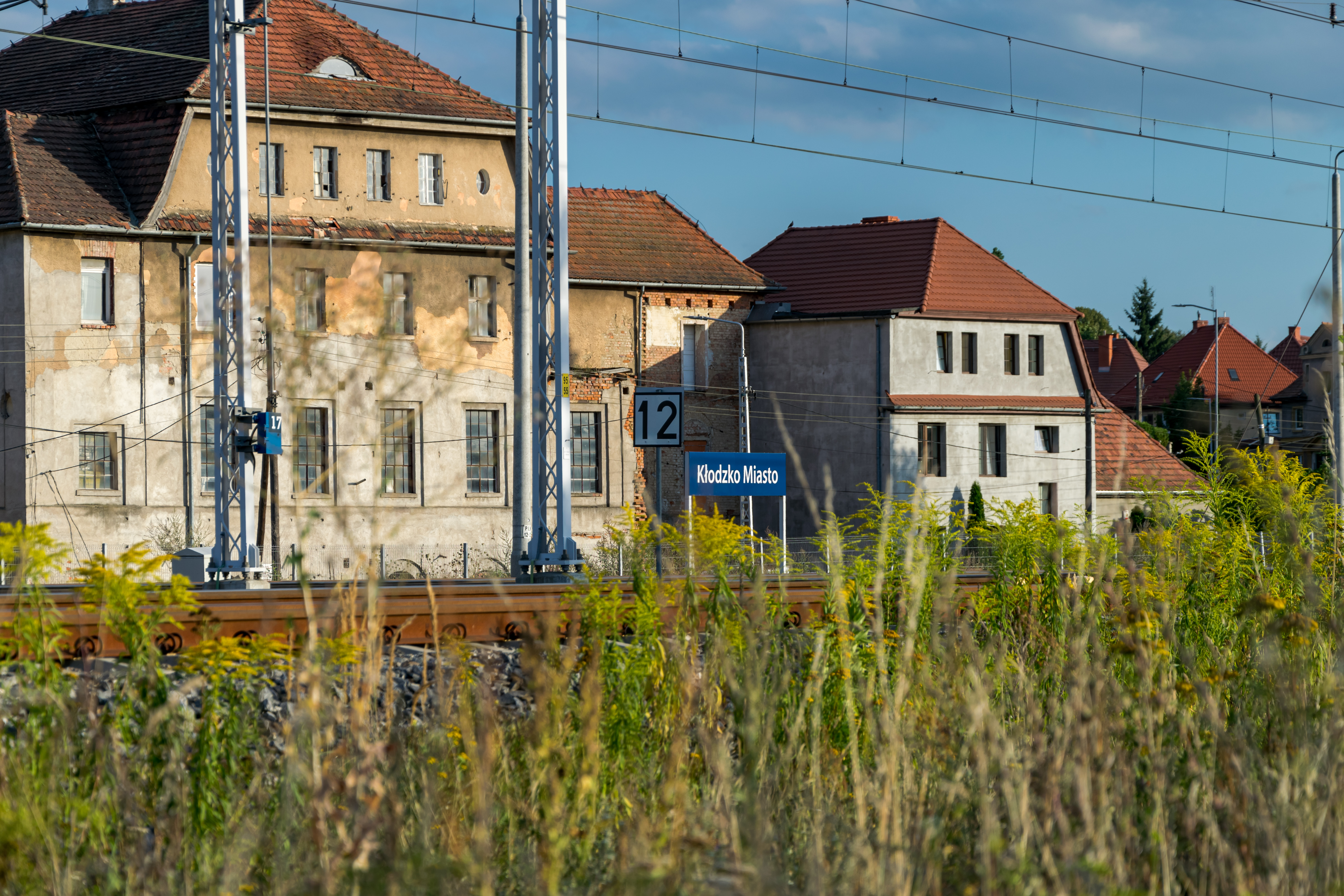 closeup at some old railway buildings