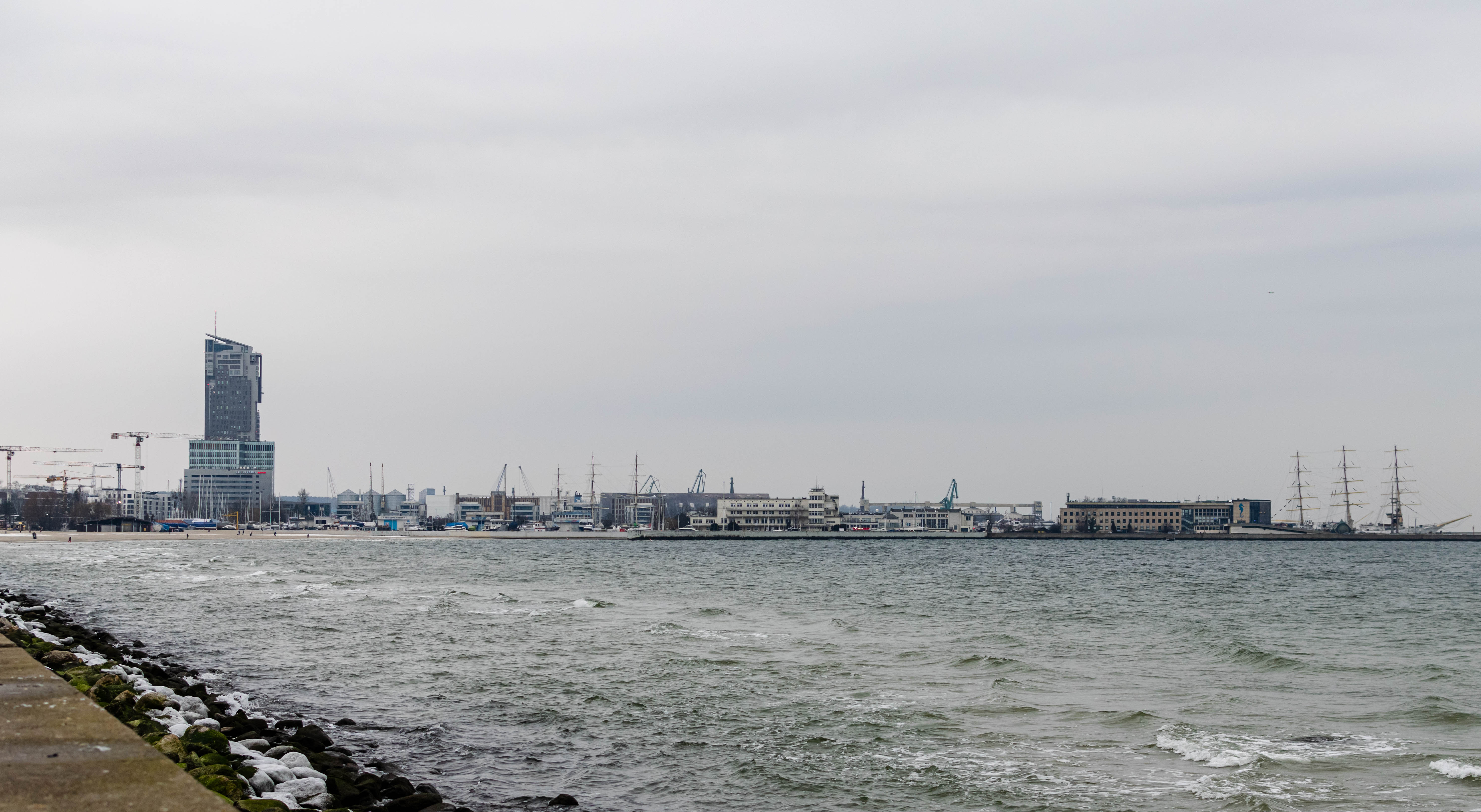 view at Gdynia docks, there's some ships docked