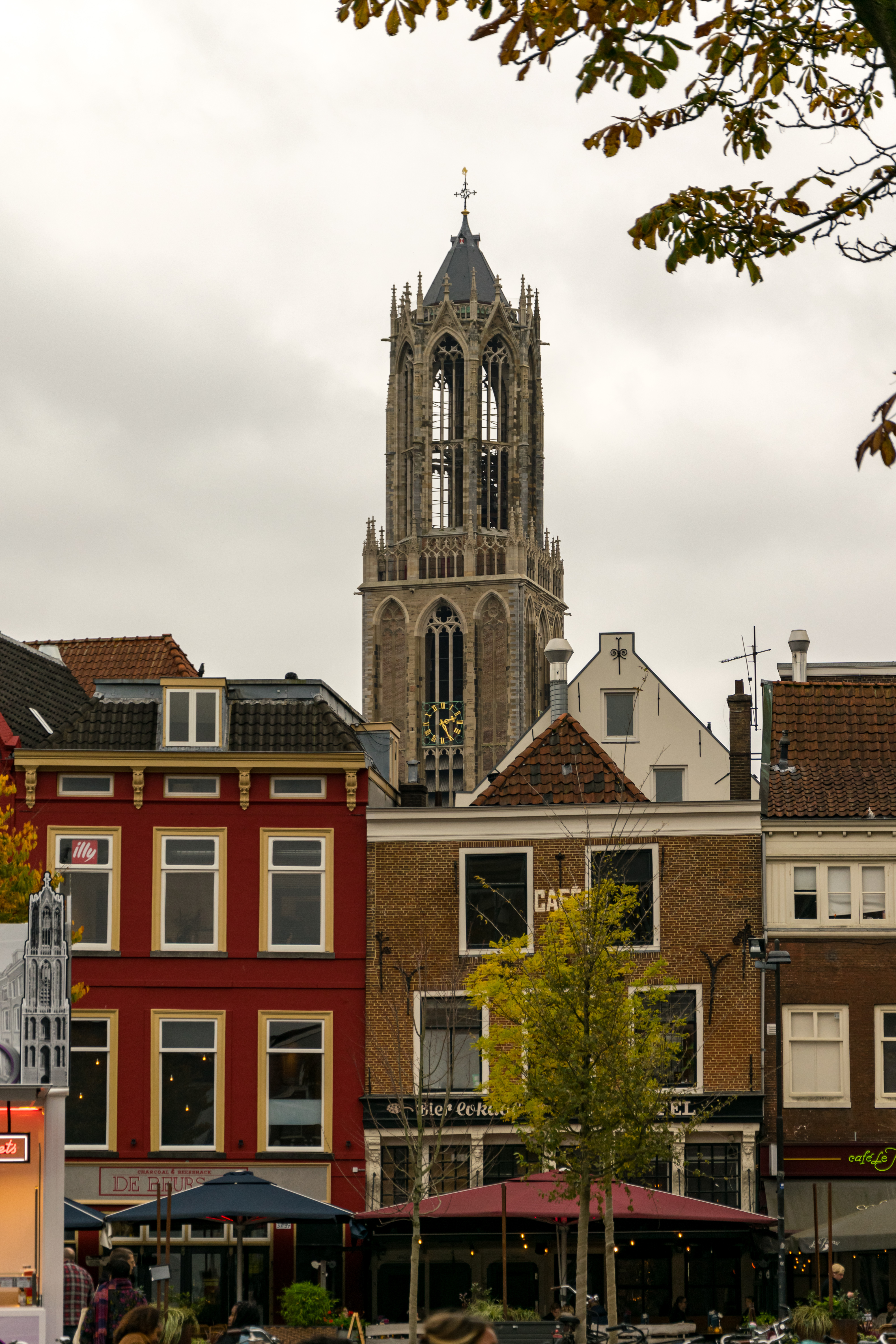 cathedral as the background of other brick buildings