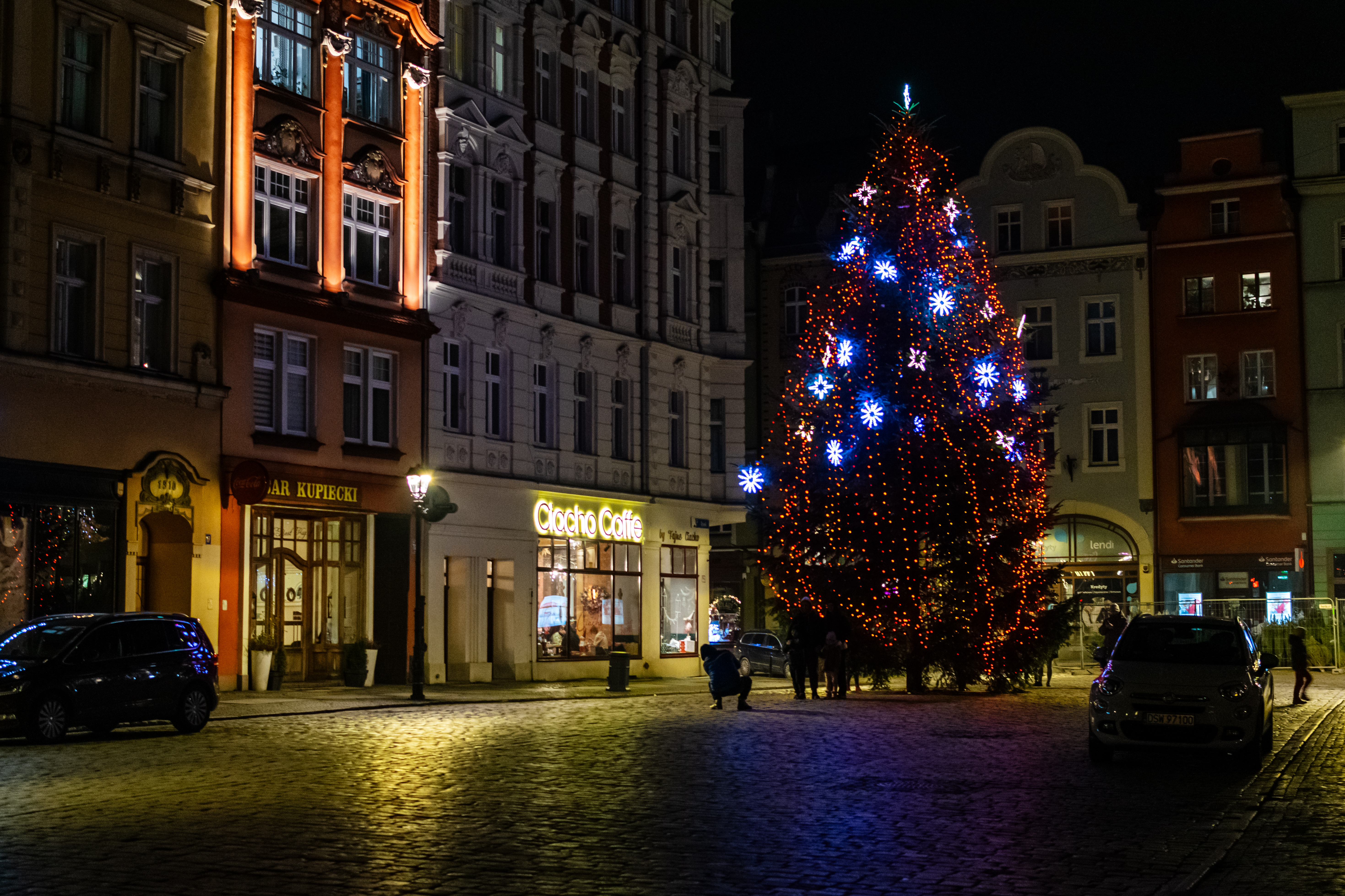 huge christmas tree in the middle of the street