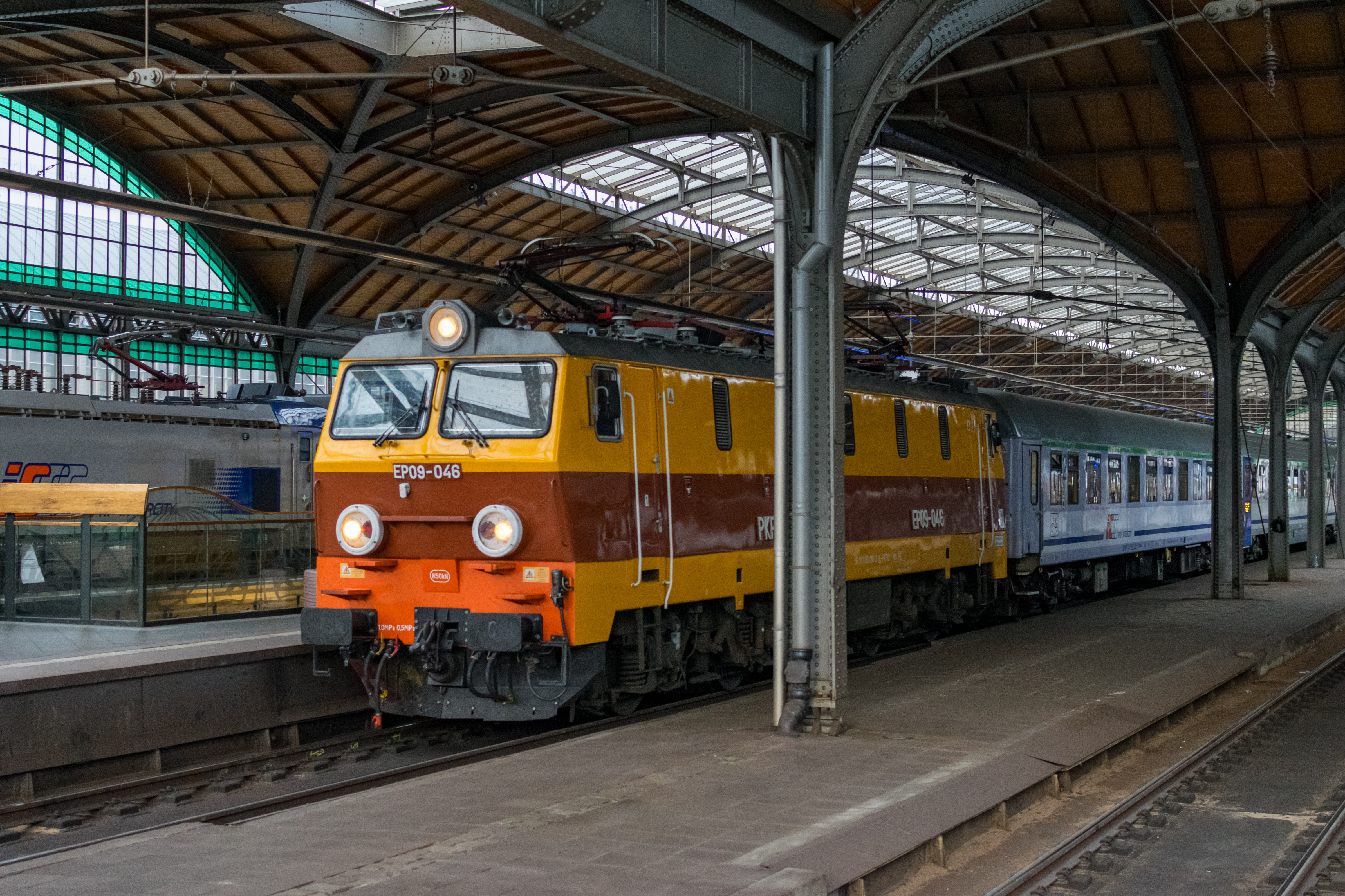Orange-brown locomotive