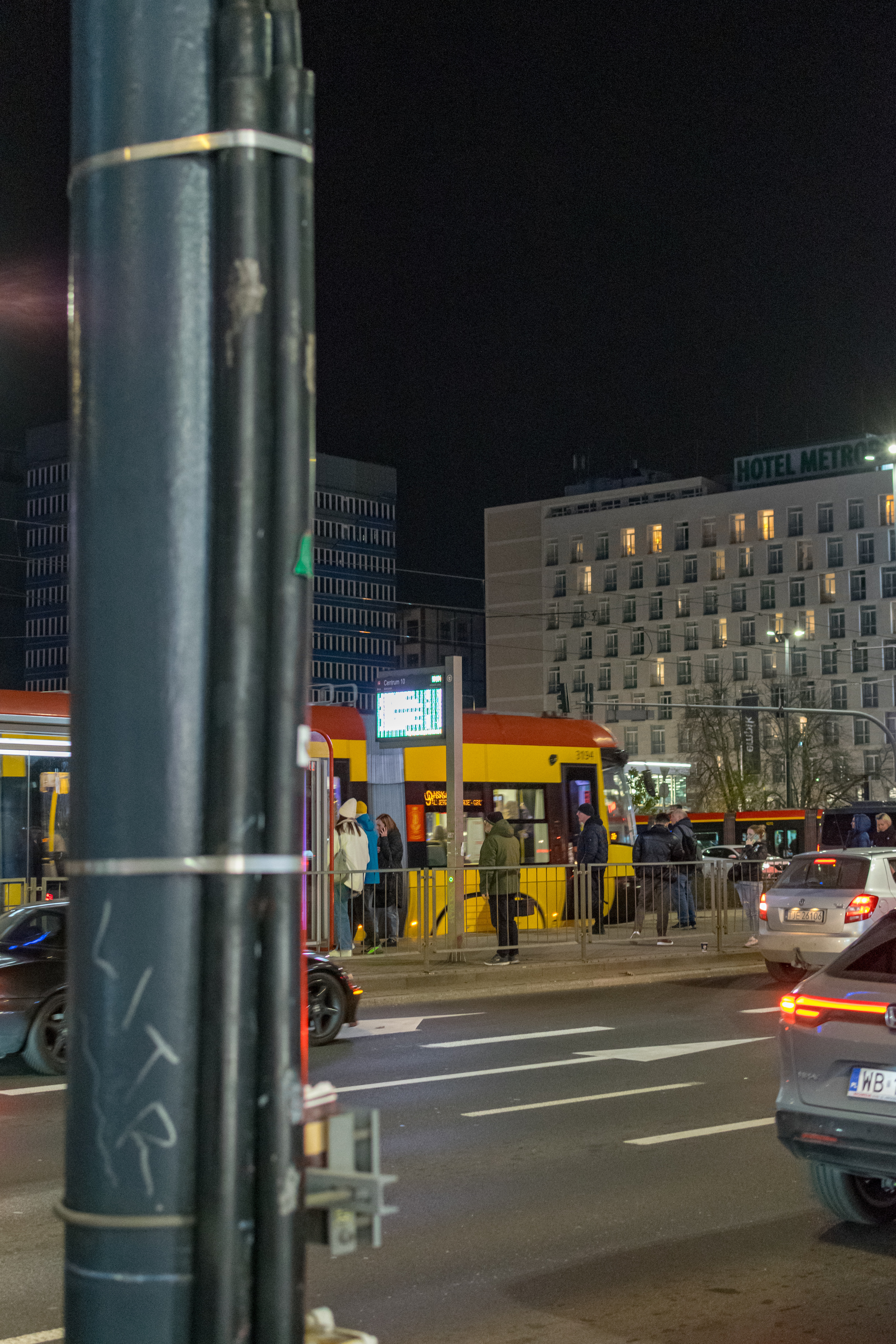 Tram stop at a boulevard