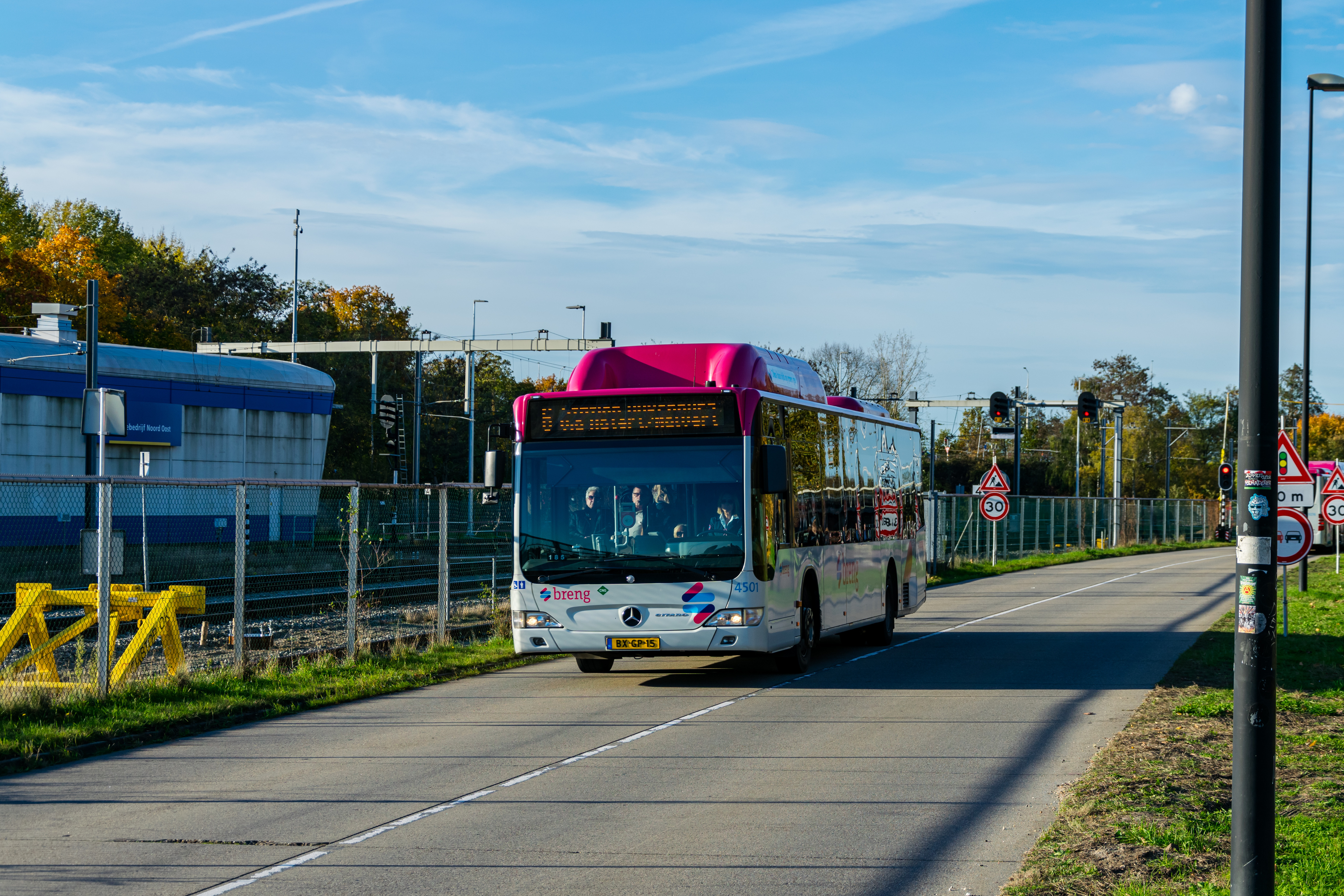 A bus on a busway