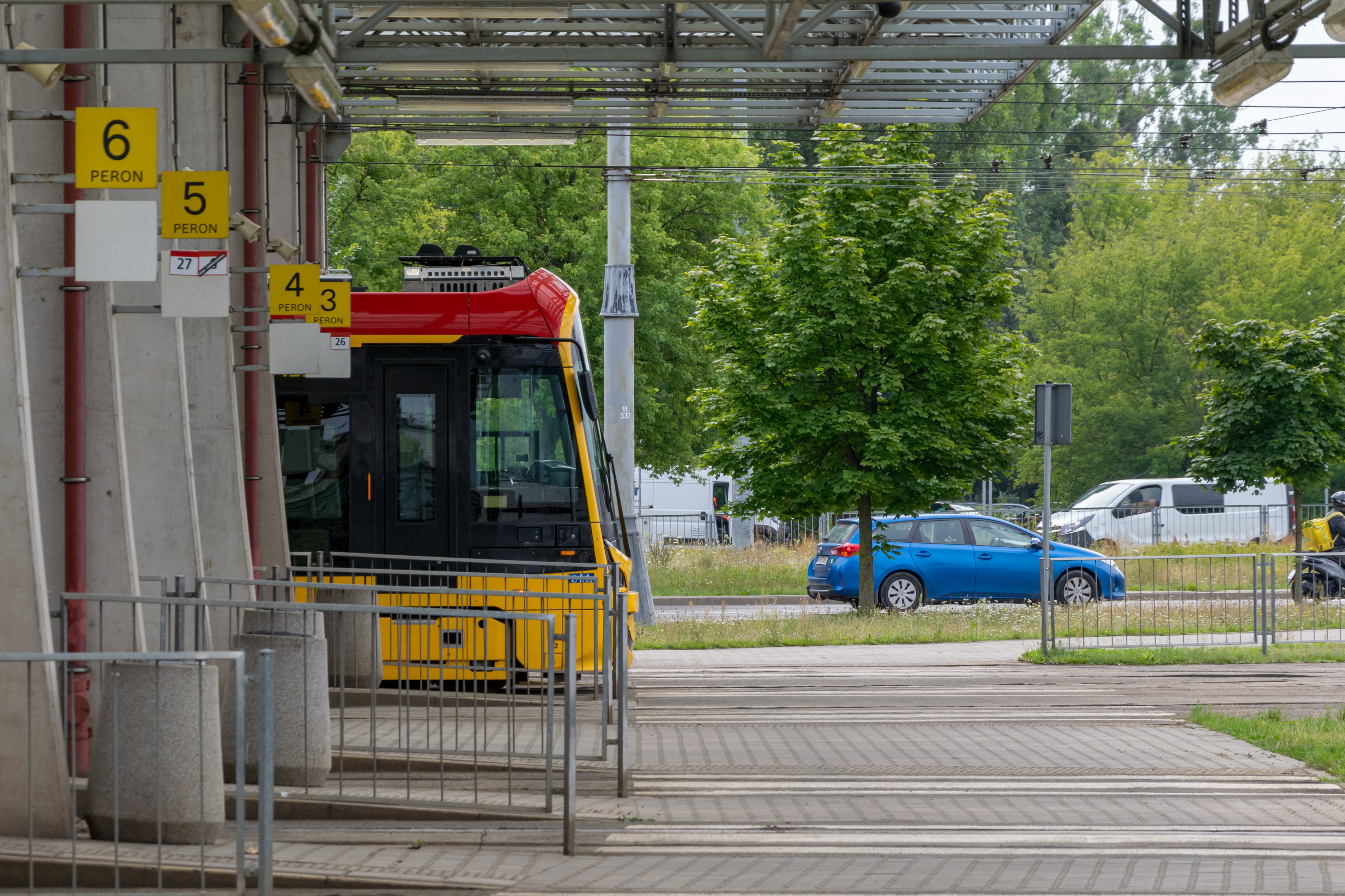 tram waiting at a tram station