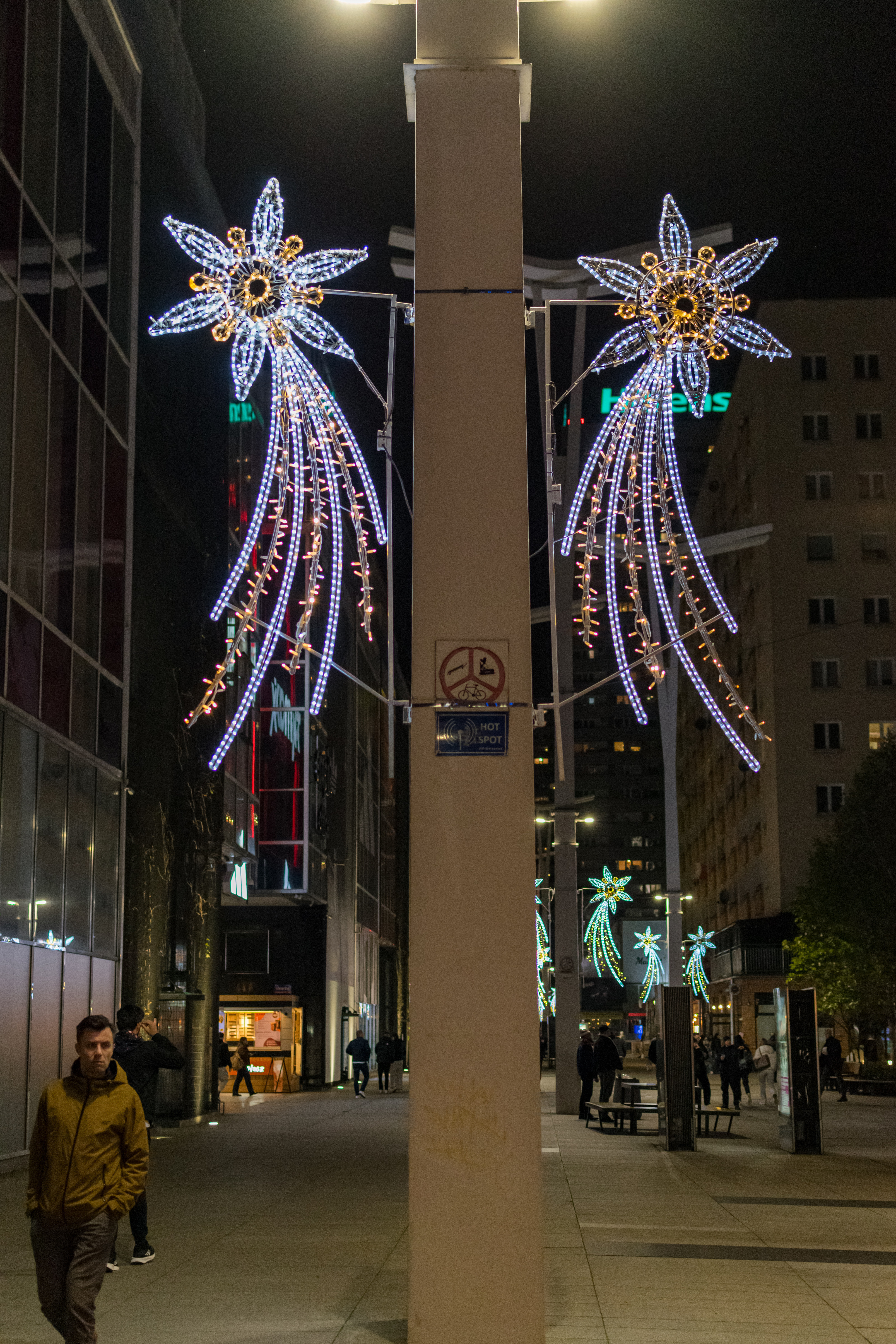 Christmas decorations in middle of November, at night