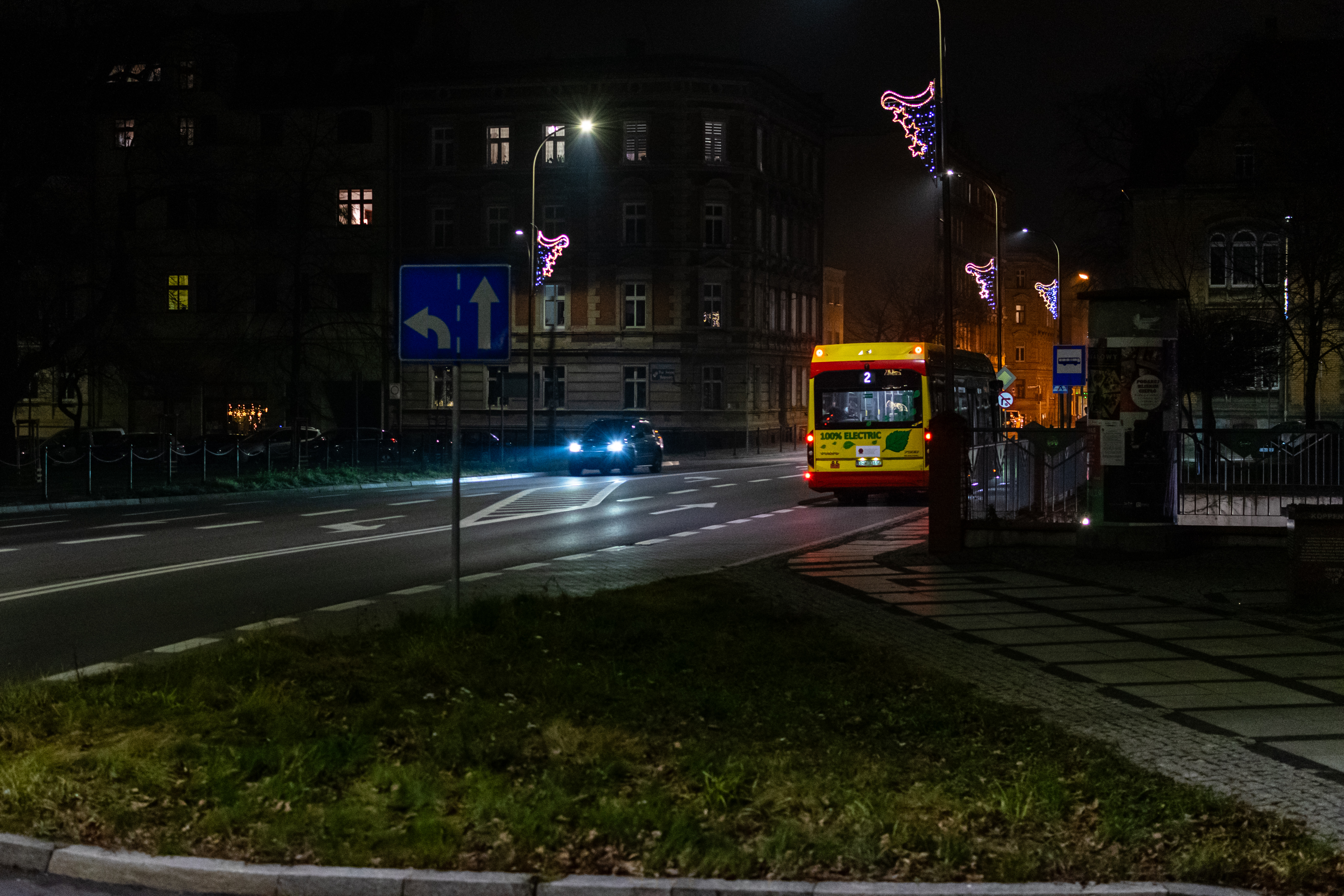 bus stopped at a bus stop