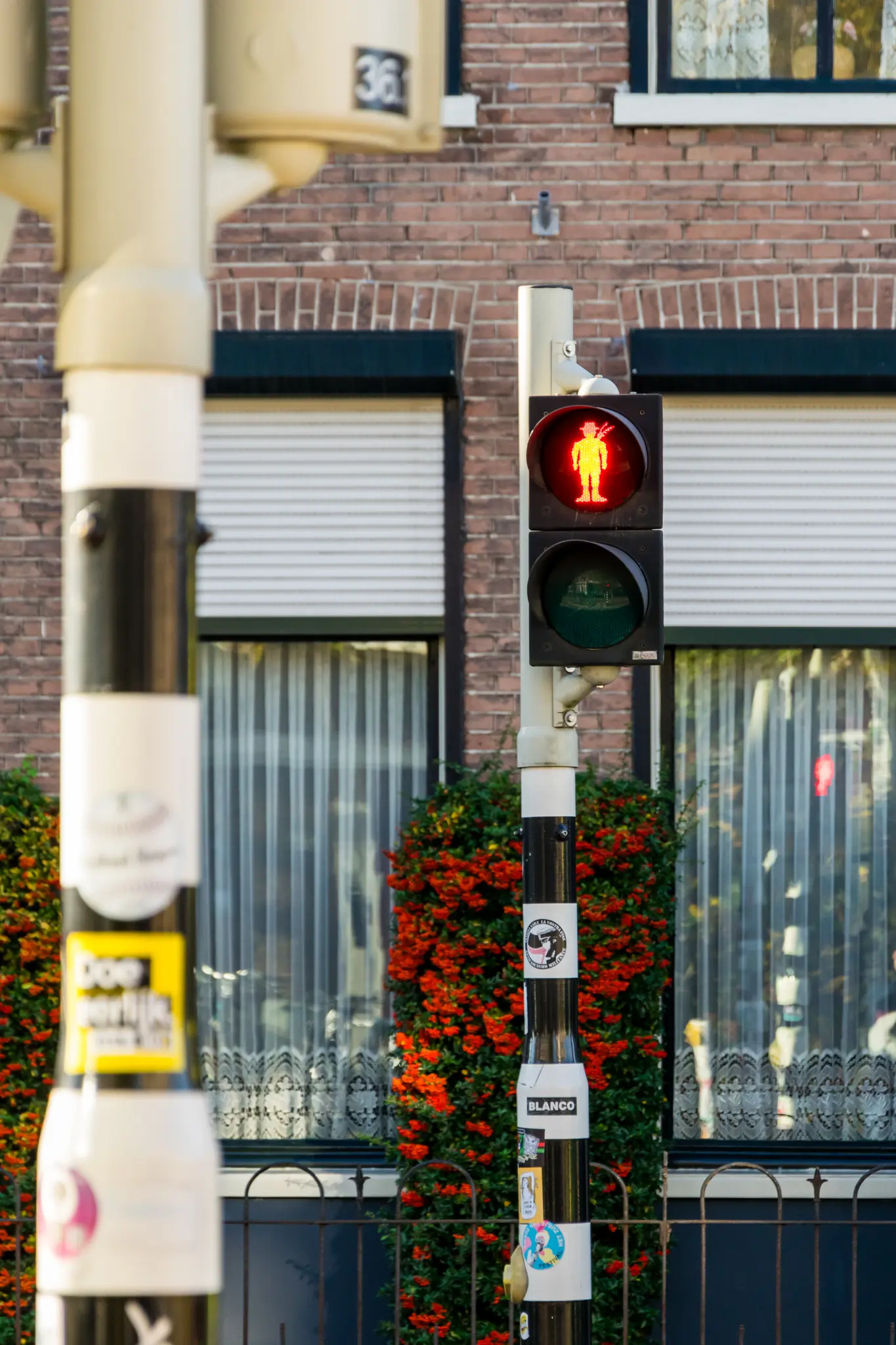 Interesting traffic light with uhhhh a different guy on it than usual