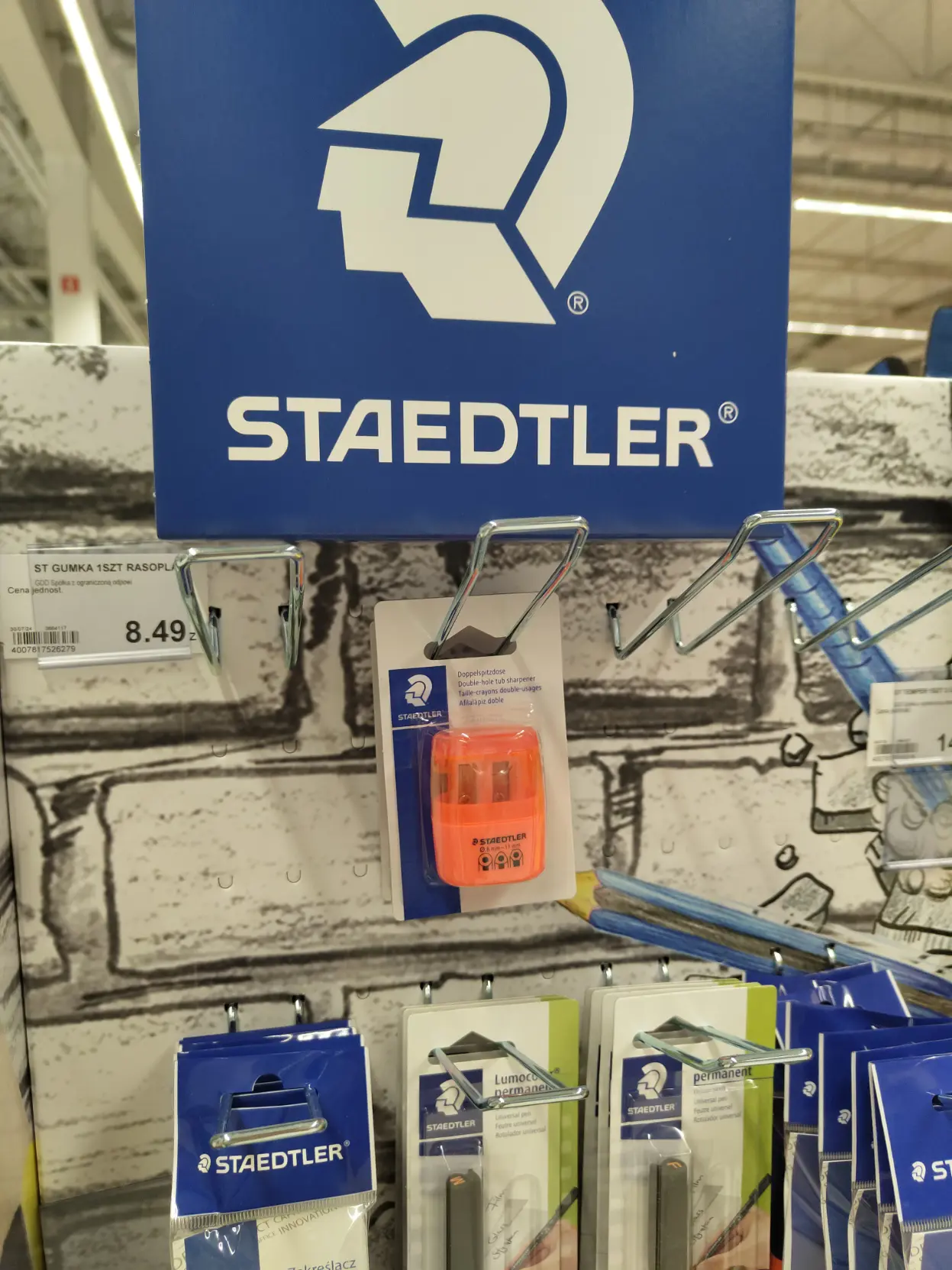 shop stand saying staedtler