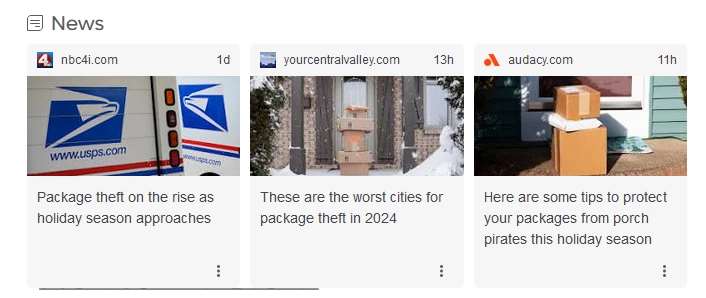 multiple american news outlets reporting on tips about package theft