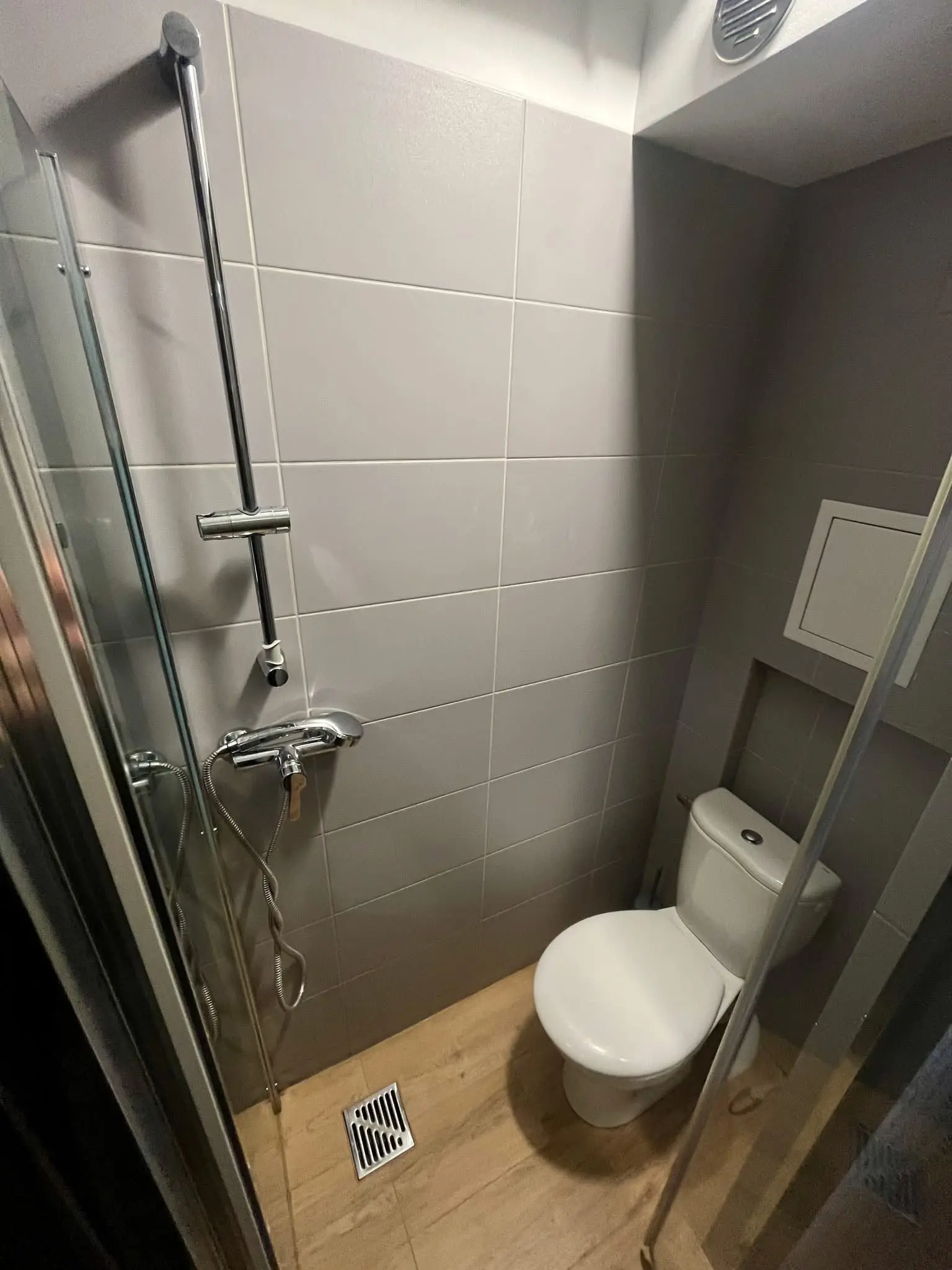 Toilet inside of shower