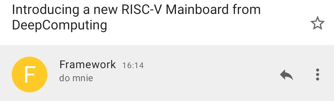 Email from Framework, "Introducing a new RISC-V Mainboard from DeepComputing